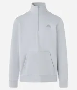 Buzo deportivo verde agua para hombre, confeccionado en algodón y poliéster. Cuenta con cuello alto con cremallera, manga larga con ajustes, bolsillo canguro y doble tejido interno.