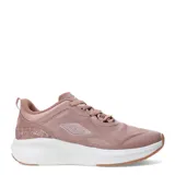 Championes Umbro color rosa con detalles en blanco, suela blanca y logo de la marca en el lateral.