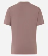 Remera de ribana color rojo, con mangas cortas y cuello redondo ajustado.