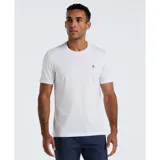 Remera blanca de cuello redondo para hombre, confeccionada en algodón orgánico. Presenta un corte entallado y el logo de Original Penguin en el pecho.