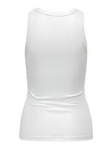 Musculosa blanca de algodón con cuello redondo y sisas anchas.