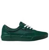 Championes Vans Skate Curren Caples, color verde oscuro, con cordones blancos, suela de goma y detalles de la marca en el lateral y el talón.