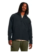 Buzo deportivo Under Armour para hombre, color negro, con capucha y cierre frontal completo.
