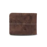 Billetera de símil cuero color azul marino con bordado blanco en forma de rombo al frente. Interior con visor, doble repartición para billetes, tarjeteros y bolsillo.