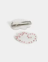 Set de dos hebillas para el pelo con forma de alas y apliques de strass rosas.