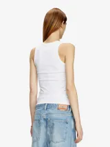 Musculosa blanca de algodón orgánico con logo Diesel recortado en el pecho.