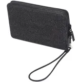 Mini bolso de mano Havaianas color negro con glitter plateado, cierre superior con cremallera y correa de mano.