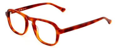 Armazón de receta en color caramelo con diseño tipo aviador, fabricado en acetato y con núcleo de metal en las patillas.