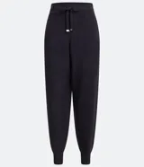 Pantalón jogger negro de punto con cintura elástica ajustable con lazo.