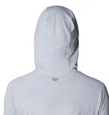 Remera con capucha Columbia Tidal Tee II para mujer, color gris claro. Confeccionada en tejido transpirable con protección solar UPF 40 y tecnología Omni-Wick de secado rápido.