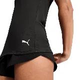 Musculosa deportiva Puma Tad Essential Racerback Tank, color negro, con espalda racerback y logo estampado en el frente.