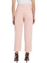 Pantalón chino recto color rosa pálido, de corte slim y largo cropped.