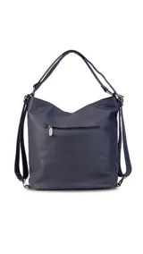 Cartera negra con opción de uso como mochila, con diseño práctico, bolsillo al frente y atrás para fácil acceso. División interna en el medio para organizar tus pertenencias, ideal para uso diario, compacta y funcional.