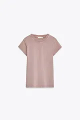 Remera color ladrillo con cuello redondo y mangas cortas.