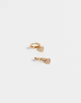 Aros argollas doradas con dije de corazón y cubic zirconia.