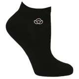 Pack de tres pares de calcetines bajos negros con logo bordado en color rosa.