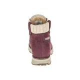 Bota tipo botín color burdeos, de cuero de plena flor con forro de microfibra y plantilla de microfibra.