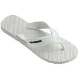 Ojotas Havaianas modelo Track Waves, color blanco con textura geométrica en la plantilla y logo de la marca en la tira.