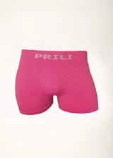 Boxer fucsia de microfibra sin costuras con elástico en la cintura y logo de la marca.