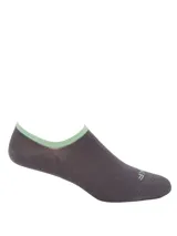 Calcetines invisibles color gris oscuro con borde superior verde claro. Confeccionados en fibra de bambú, talla 40-44.5.