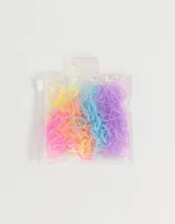 Set de gomitas elásticas de silicona multicolor, ideal para el cabello.
