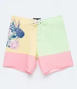 Bermuda de baño para hombre con estampado de ananá en la lateral, corte recto y cordón ajustable en la cintura.