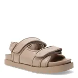 Sandalia de diseño moderno con cierre de velcro, color beige.