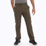 Pantalón de trekking desmontable color verde oliva, con cintura elástica, cinturón interno ajustable, bolsillos con cierre y elástico interior en los tobillos. Se convierte en short.