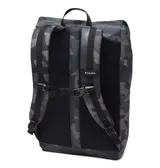 Mochila Columbia unisex con estampado de camuflaje en tonos grises, capacidad de 24 litros, funda acolchada para laptop de hasta 15 pulgadas, dos bolsillos para botellas de agua, bolsillo oculto, detalles reflectantes, correa ajustable para el pecho, correas acolchadas para los hombros y respaldo de malla transpirable.