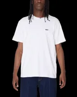 Remera negra de manga corta con cuello redondo y logo Obey Established Works estampado en blanco en el pecho.