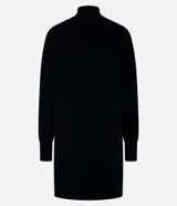 Cardigan negro de punto con cuello redondo, manga larga ajustada y textura.