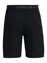Short deportivo Under Armour Woven 8in, color azul con logo en la pierna izquierda y cintura elástica con cordón ajustable. Confeccionado con tejido ligero y transpirable de secado rápido.