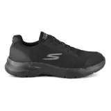 Championes Skechers Go Walk 6 Roca, color negro, con capellada de malla y cuero sintético, cordones, plantilla Air-Cooled Goga Mat, amortiguación Ultra Go y tecnología Hyper Pillar.