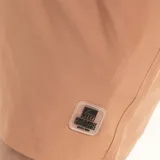 Short de baño liso color celeste, con cintura elastizada y cordón ajustable.