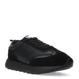 Zapatillas deportivas negras con detalles en gamuza y cuero sintético.
