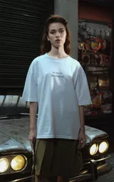 Remera blanca de algodón con estampado frontal que dice "Au revoir, shoshanna!" en letras negras.