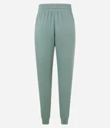 Pantalón deportivo color morado, de algodón y poliéster, con cintura elástica y bolsillos laterales.