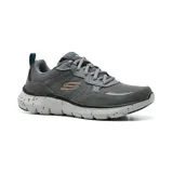 Championes deportivos Skechers Flex Advantage 5.0 para hombre, color gris con logo de la marca en el lateral.