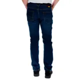 Jeans azul oscuro de corte slim, con tecnología Coolmax para confort térmico y elasticidad.