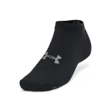 Medias deportivas Under Armour Essential Low Cut, color blanco con logo bordado en color lila.