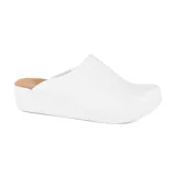 Zueco blanco de cuero Marco Donatti, con plataforma y plantilla acolchada.