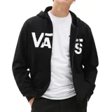 Campera negra con cierre, capucha y logo blanco de Vans estampado en el pecho.