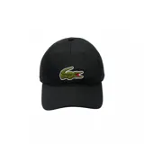 Gorra de béisbol negra con logo de cocodrilo verde bordado en el lateral.