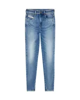 Pantalón de jean skinny de tiro alto color azul.