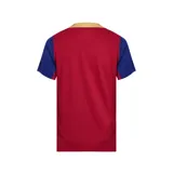 Camiseta de fútbol Nike Dri-FIT del FC Barcelona, modelo Strike. Diseño en color borgoña con mangas cortas en azul y detalles en dorado. Incluye logo de Nike, escudo del club y sponsor Spotify en el frente.