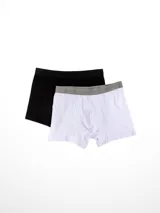 Pack de dos bóxers de algodón y elastano, uno gris jaspeado y otro azul.
