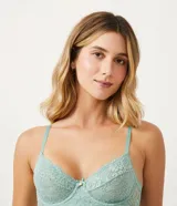 Soutien blanco de encaje floral, sin relleno y con aro.