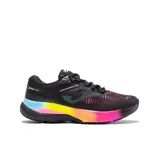 Zapatillas de running para mujer, con diseño en negro y detalle en colores vivos, fabricadas en textil ligero y material sintético para óptima ventilación.