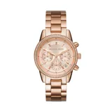 Reloj Michael Kors modelo Bryant, color oro rosa con bisel adornado con cristales.