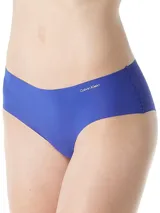 Bombacha hipster azul de microfibra ligera Calvin Klein, con bordes sin costuras cortados a láser y logo estampado en la cadera.
